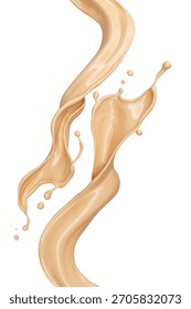 Liquid foundation splash element, fluid cosmetic cream 3d illustration.