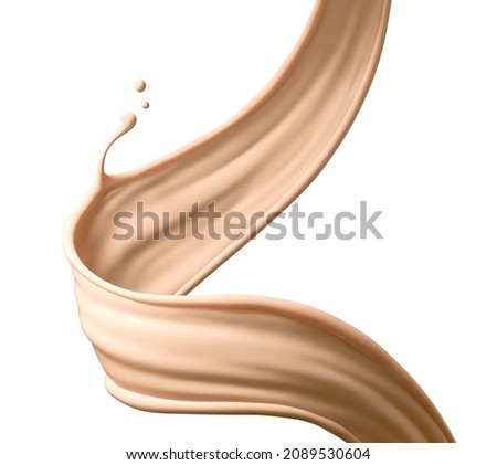 Liquid foundation splash element, fluid cosmetic cream 3d illustration. 商業照片 © 