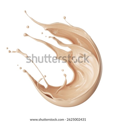 Liquid foundation splash element, fluid cosmetic cream 3d illustration.