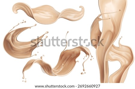 Liquid foundation splash element, fluid cosmetic cream 3d illustration.