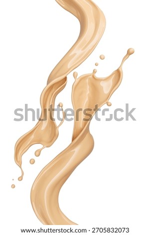 Liquid foundation splash element, fluid cosmetic cream 3d illustration.