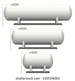 Liquid Gas Tanks - Large, Medium And Small (3D Rendering)