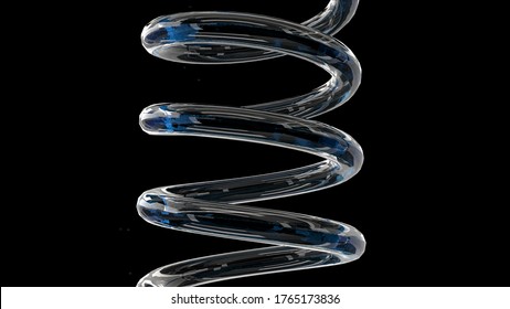 Liquid glass tube. Chemical laboratory research. Medical equipment. 3d rendering 