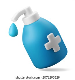 liquid hand sanitizer soap disinfectant pump bottle for preventing corona virus 3d illustration rendering 3d icon concept isolated