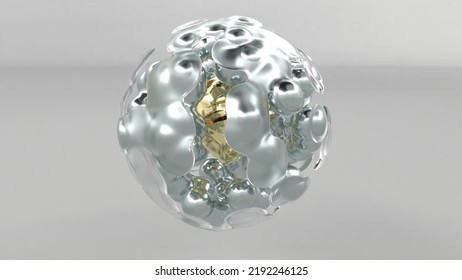 Liquid Metal Surreal Object Based On Meta Balls Spheres In Glass Water Liquid Motion Design Intro 3d Rendering