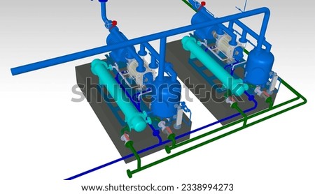 Liquid ring vacuum pump 3D illustration