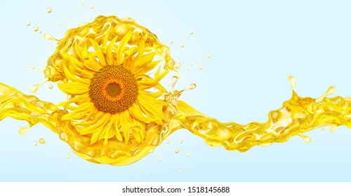 Sunflower Oil Realistic Splash Vector Illustration Stock Vector ...