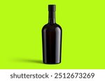 Liquor glass bottle mockup template, isolated background.