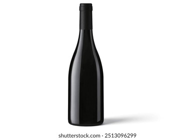 Liquor glass bottle, wine bottle mockup template, isolated background.