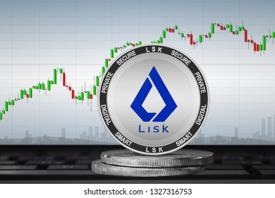 LISK; cryptocurrency coins - Lisk (LSK) on the background of the chart. 3d illustration