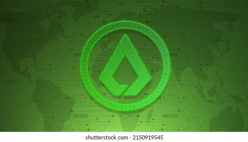 LISK LSK Cryptocurrency 3D Neon background illustration. Future technology and Virtual currency exchange theme crypto coin symbol and logo concept. 