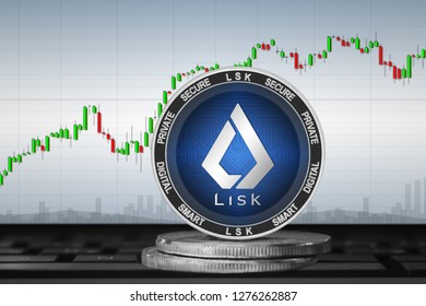 LISK (LSK); cryptocurrency coins - Lisk on the background of the chart. 3d illustration