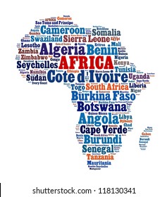 List Of African Countries In Word Collage