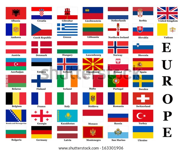 List All European Country Flags Stock Illustration 163301906