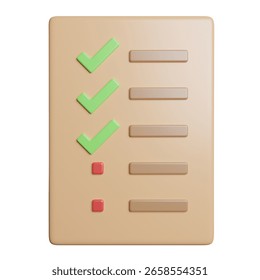 List Checklist Document 3D Rendering Icon Illustration