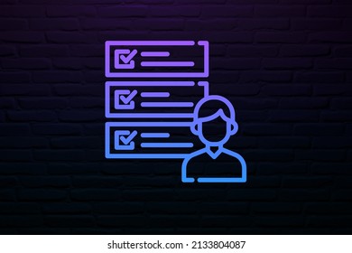 List Segmentation And Strategy Icon Neon Style