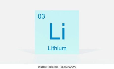 Lithium Element 3D Render - Periodic Table Box with Atomic Number 3, Scientific Education, Chemistry Classroom, Modern Science Poster, and Laboratory Wall Art