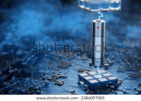 Lithium ion battery. Battery close-up. AA batteries. Battery fast charging concept. 3D rendering. Foto stock © 