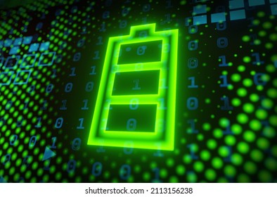 Lithium Ion Battery Starts Recharging Electric Energy Supply, Fast Charging Technology 3D Illustration