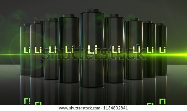 lithium-ion battery Li-ion quick recharge\
and long life electric power 3D render\
graphic