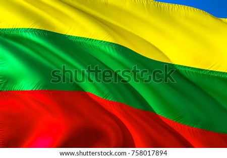 Lithuanian Flag Flag Lithuania 3 D Waving Stock Illustration