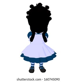 Little African American Alice Wonderland Illustration Stock 