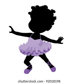 Little african american ballerina girl on a white background