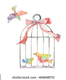 Little bird and cage