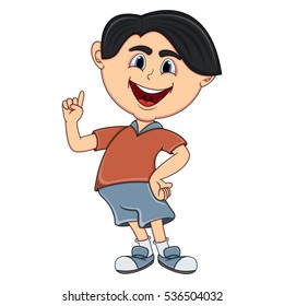 Little Boy Pointing His Finger Cartoon Stock Illustration 536504032 ...