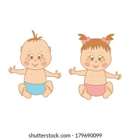 Kids Boy Girl Children Stickers Vector Stock Vector (Royalty Free ...