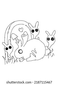 little cute zombie bunny doodle