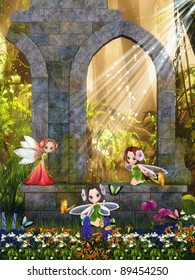 The little fairies playing in the ruins.