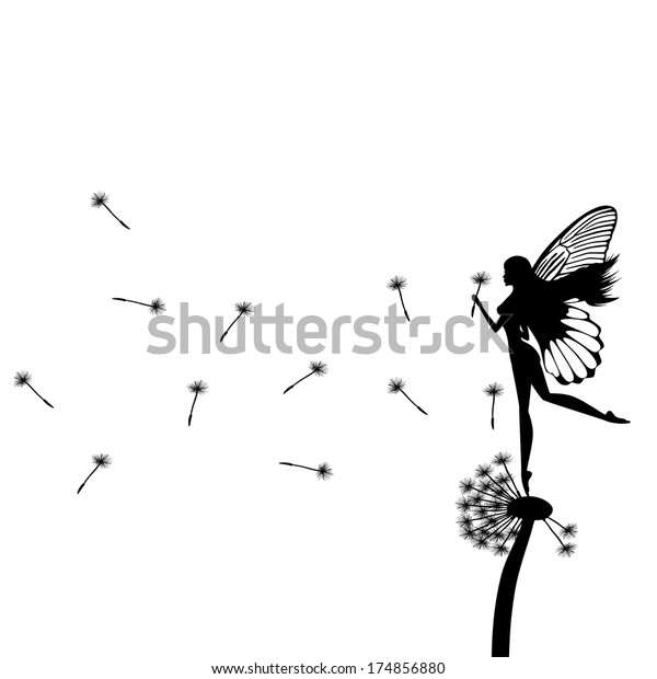 Little Fairy Dancing On Dandelion Raster Stock Illustration 174856880