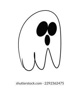 Little ghost and black stripes  cute cartoon style drawing white background 