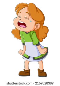 Little Girl Crying Hard Shouting Illustration Stock Illustration ...