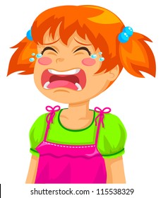 little girl crying (vector