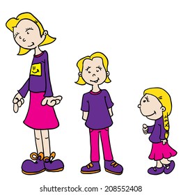 Little Girl Growing Cartoon Illustration Stock Illustration