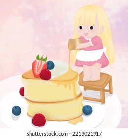 A Little Girl With Her Soufflé Pancake