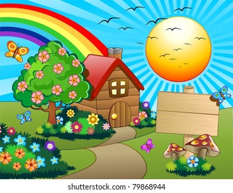 Rabbit House Carrots Vector Illustration Stock Vector (Royalty Free ...