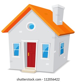 Little House/ Illustration Of A Cartoon Simple Small House On White Background