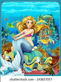 The Little Mermaid - The princesses - castles - knights and fairies - Beautiful Manga Girl - illustration for the children