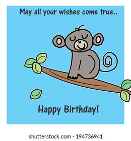 Little Monkey Happy Birthday Stock Illustration 194736941 | Shutterstock