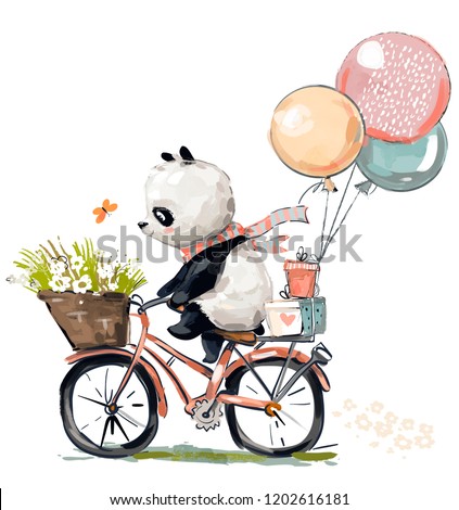 Little panda on bike