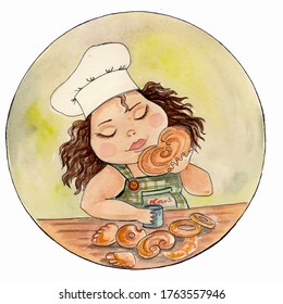 Little pastry chef. Profession or hobby illustration. Chef's day card - Powered by Shutterstock