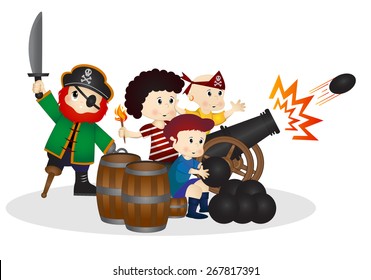 Little Pirates With Cannonball