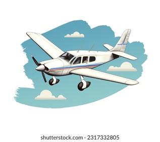 Little Plane in the sky with clouds