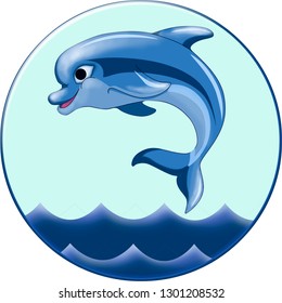 Cute Cartoon Dolphin Vector Illustration Simple Stock Vector (Royalty ...