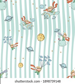 little prince and cute fox pattern seamless 
