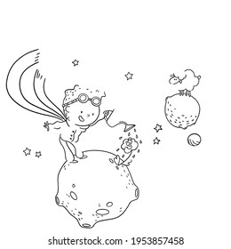 Little Prince Drawing For Coloring Book Rose And Sheep