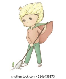 Little Prince Story Illustration, Cute Boy